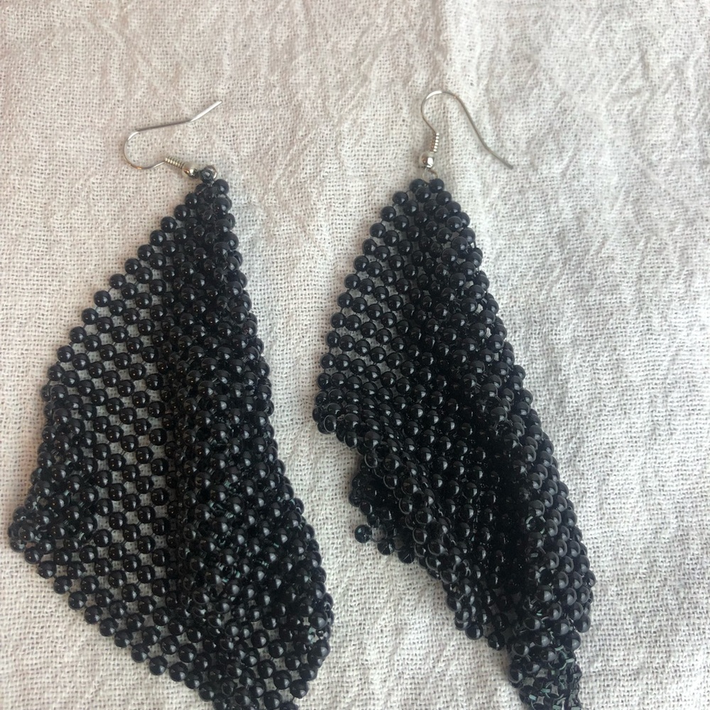 Black Chainmail Earrings w/4.5” drop #202